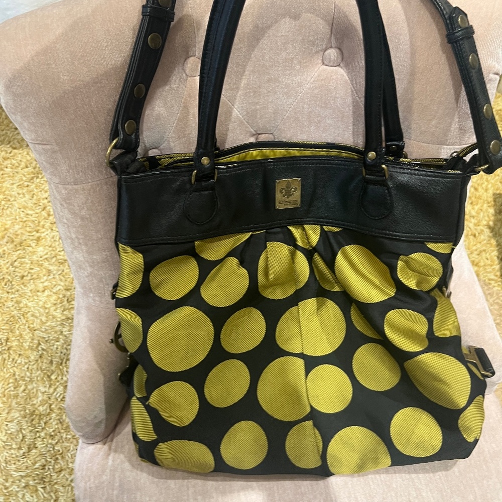 KALENCOM NEW ORLEANS  DIAPER BAG/ PURSE BLACK WITH GREEN BUBBLES
